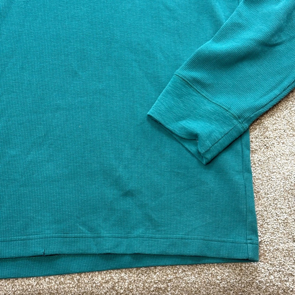 Lands End Mens XL/T Teal Green Waffle Knit Long Sleeve Henley Shirt 46 48 Tall - Picture 9 of 11